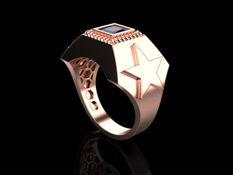 Star signet ring model 757 3D Print Model
