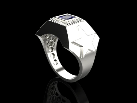Star signet ring model 757 3D Print Model