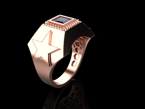 Star signet ring model 757 3D Print Model