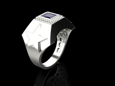 Star signet ring model 757 3D Print Model