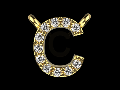 Initial letter C necklace model 759 3D Print Model
