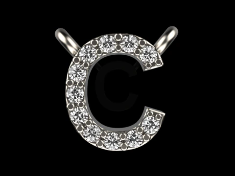 Initial letter C necklace model 759 3D Print Model