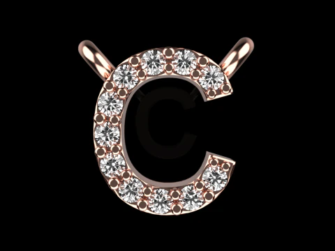 Initial letter C necklace model 759 3D Print Model