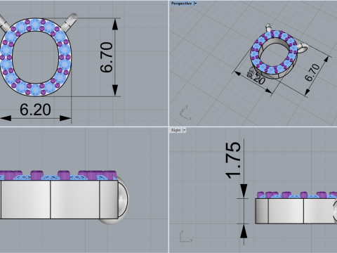Initial letter O necklace model 760 3D Print Model