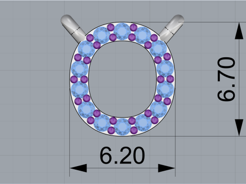 Initial letter O necklace model 760 3D Print Model