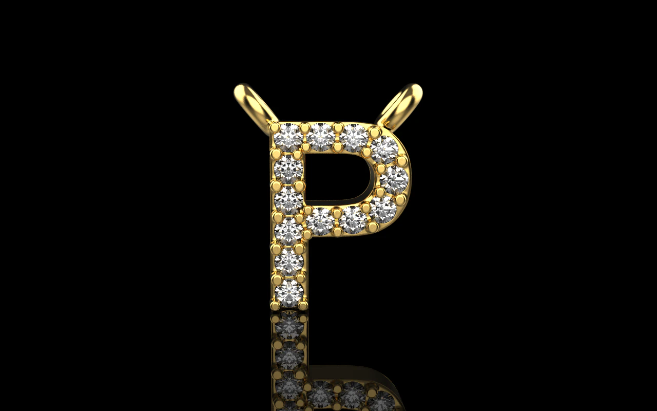 Initial letter P necklace model 761 3D Print Model .c4d .max .obj .3ds .fbx .stl .blend 