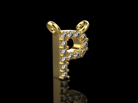 Initial letter P necklace model 761 3D Print Model
