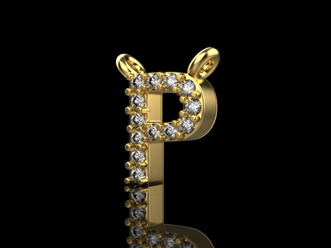 Initial letter P necklace model 761 3D Print Model