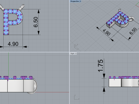 Initial letter P necklace model 761 3D Print Model