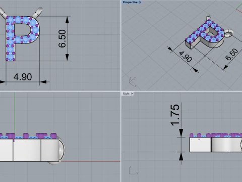 Initial letter P necklace model 761 3D Print Model