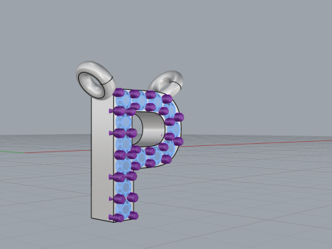 Initial letter P necklace model 761 3D Print Model