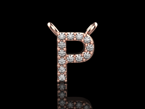 Initial letter P necklace model 761 3D Print Model