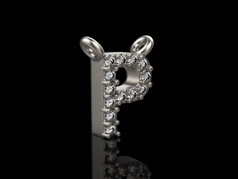 Initial letter P necklace model 761 3D Print Model