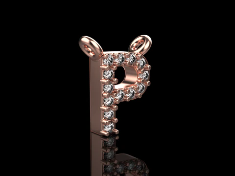 Initial letter P necklace model 761 3D Print Model