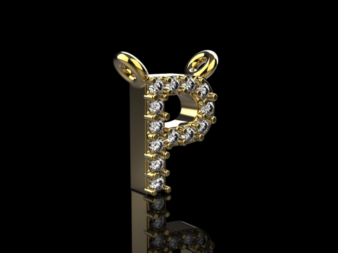 Initial letter P necklace model 761 3D Print Model