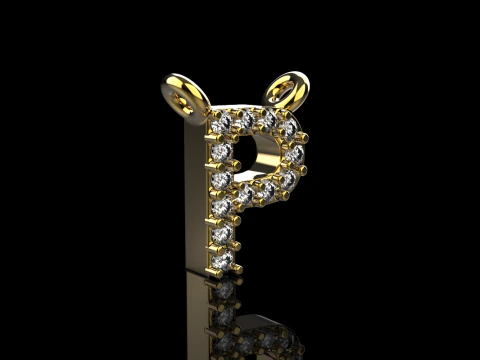 Initial letter P necklace model 761 3D Print Model