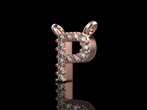 Initial letter P necklace model 761 3D Print Model