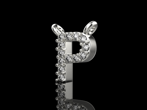 Initial letter P necklace model 761 3D Print Model
