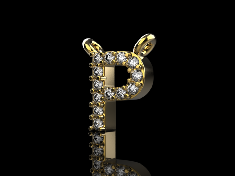 Initial letter P necklace model 761 3D Print Model