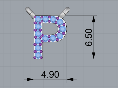 Initial letter P necklace model 761 3D Print Model