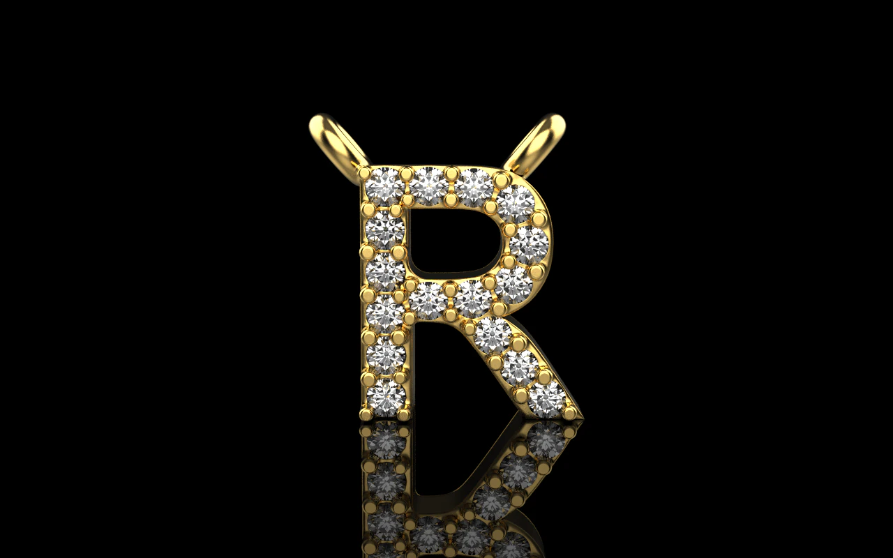 Initial letter R necklace model 762 3D Print Model .c4d .max .obj .3ds .fbx .stl .blend