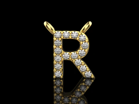 頭文字Rネックレス モデル762 3Dプリントモデル