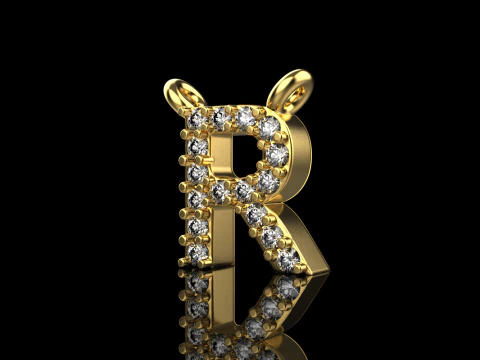 Initial letter R necklace model 762 3D Print Model