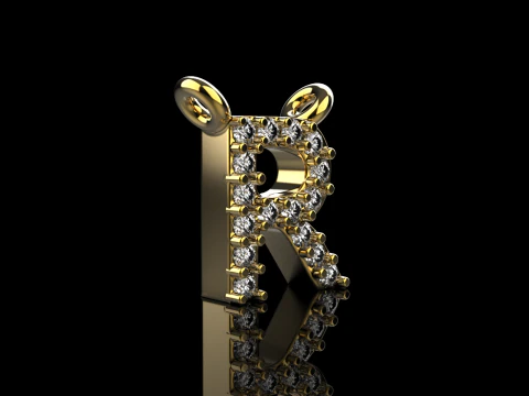 Initial letter R necklace model 762 3D Print Model