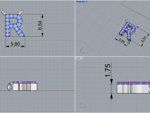 Initial letter R necklace model 762 3D Print Model