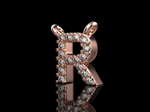 Initial letter R necklace model 762 3D Print Model