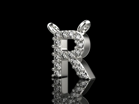 Initial letter R necklace model 762 3D Print Model