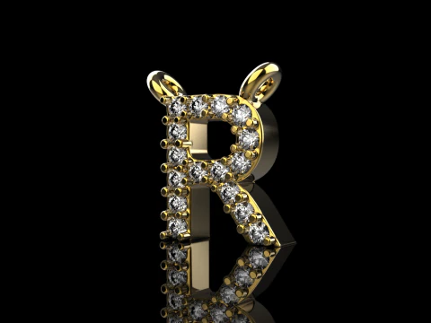 Initial letter R necklace model 762 3D Print Model