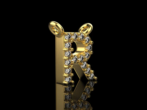 Initial letter R necklace model 762 3D Print Model