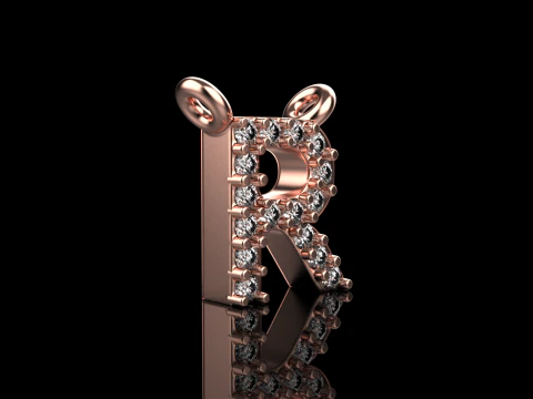 Initial letter R necklace model 762 3D Print Model