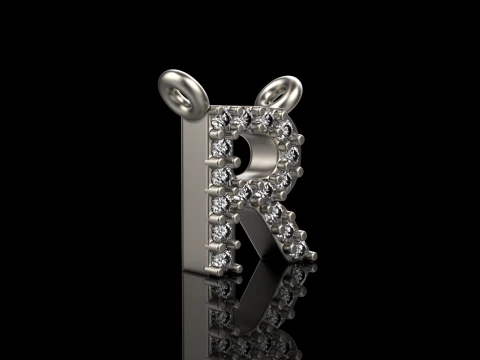 Initial letter R necklace model 762 3D Print Model