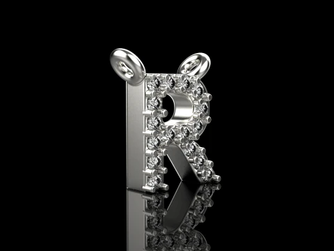 Initial letter R necklace model 762 3D Print Model