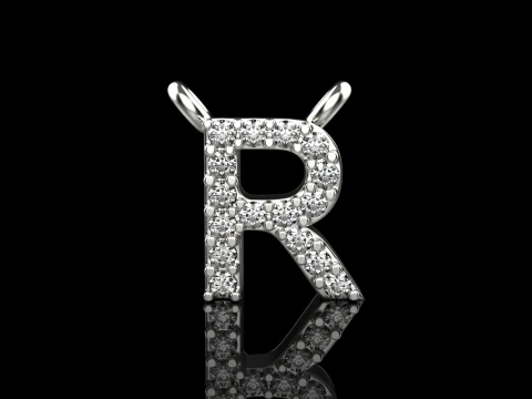 Initial letter R necklace model 762 3D Print Model