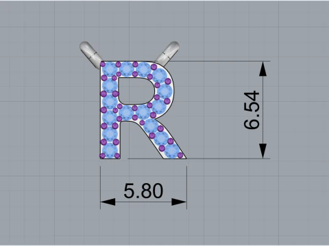 Initial letter R necklace model 762 3D Print Model