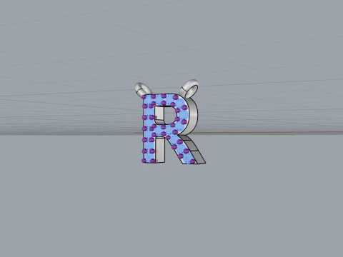 Initial letter R necklace model 762 3D Print Model