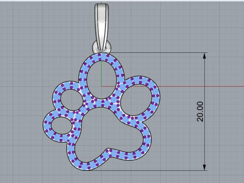 Paw pendant model 763 3D Print Model