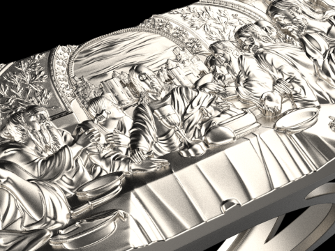 最后的晚餐戒指 型号 764 3D 打印模型