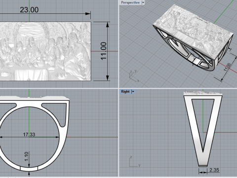 最后的晚餐戒指 型号 764 3D 打印模型