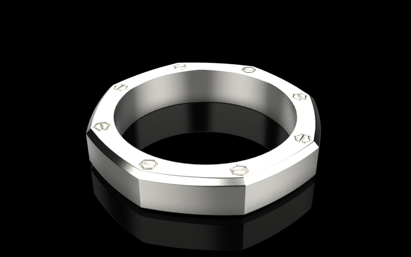 Винтовое восьмиугольное кольцо модель 766 3D Принт Модель .c4d .max .obj .3ds .fbx .stl .blend 