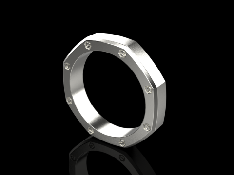 Винтовое восьмиугольное кольцо модель 766 3D Принт Модель