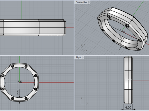 Винтовое восьмиугольное кольцо модель 766 3D Принт Модель