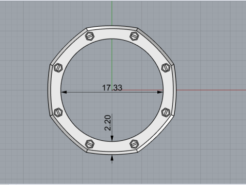 Винтовое восьмиугольное кольцо модель 766 3D Принт Модель