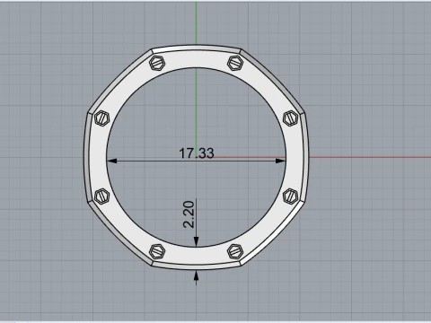 Screw octagon ring model 766 3D Print Model