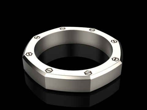 Винтовое восьмиугольное кольцо модель 766 3D Принт Модель