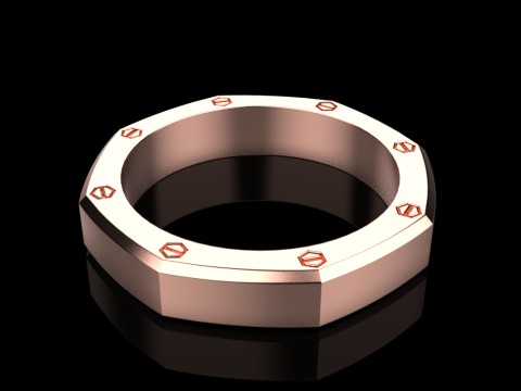 Винтовое восьмиугольное кольцо модель 766 3D Принт Модель
