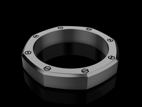 Винтовое восьмиугольное кольцо модель 766 3D Принт Модель